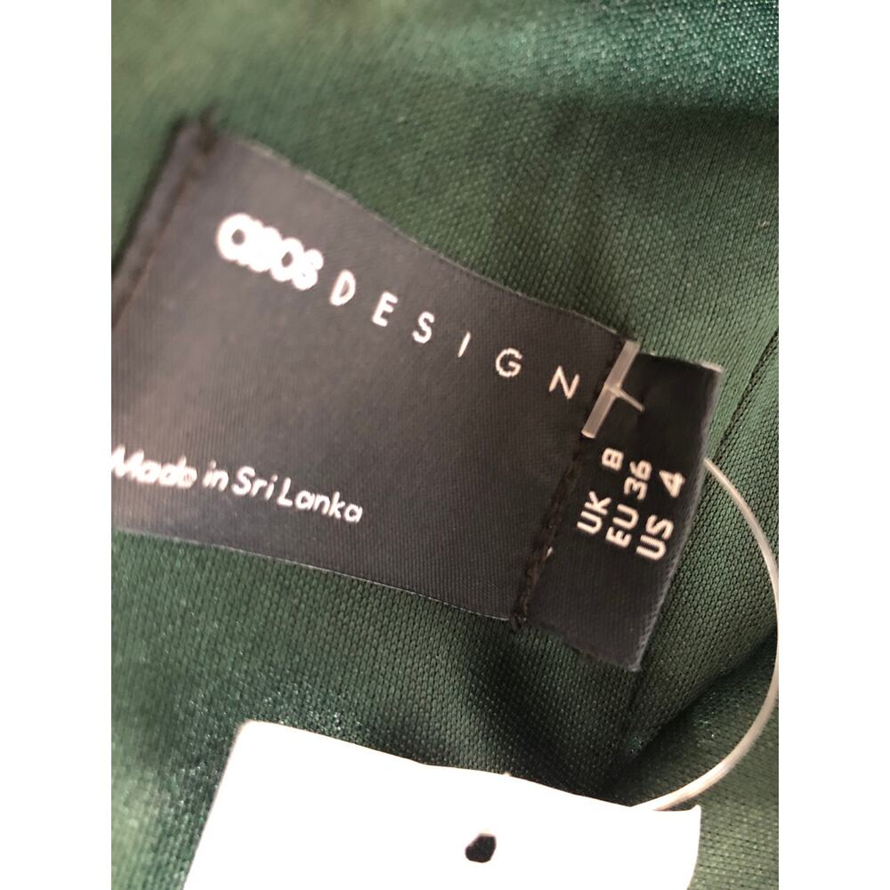 Asos Dress Fallen Shoulder Manipulated Tuck Bodycon Midi Green Nwt 4 — image 6 of 8